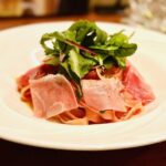 ハモン・セラーノのアラビアータパスタ